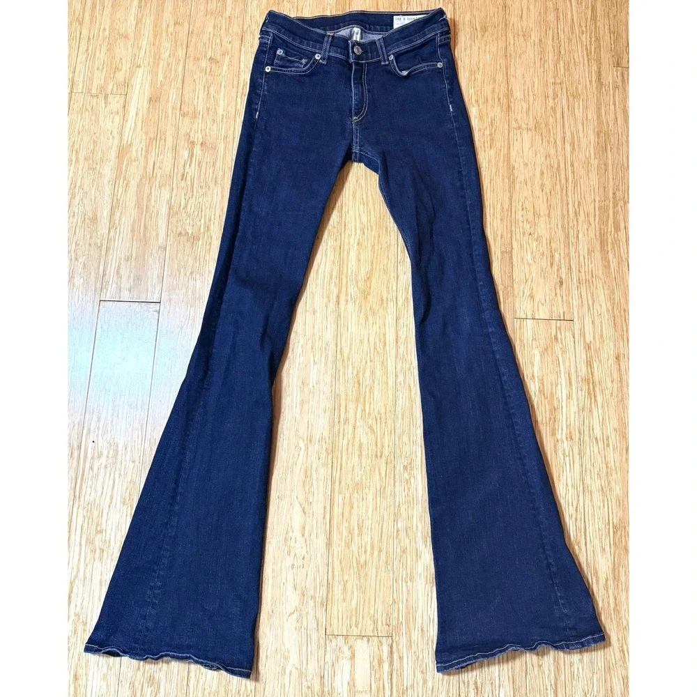 rag & bone Dark Indigo Flare Jeans - Picture 2 of 8